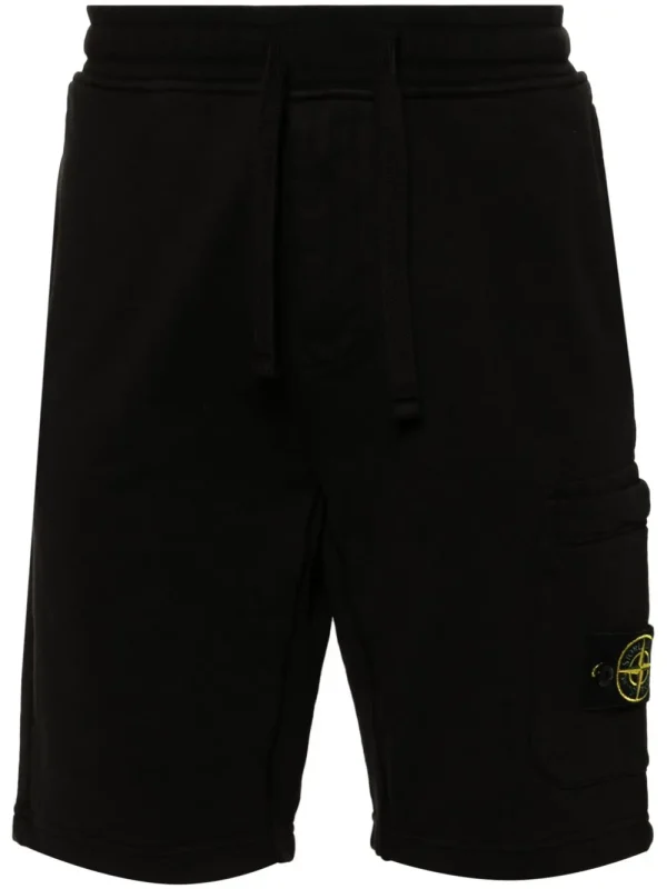 Stone Island Compass-badge cotton track shorts black