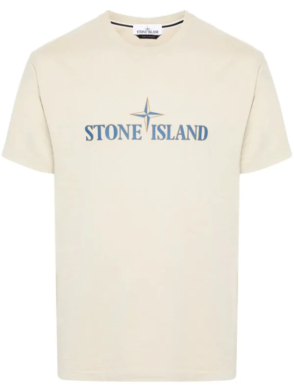Stone Island logo-print cotton T-shirt beige
