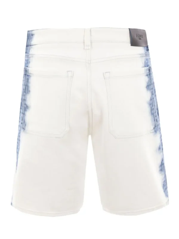 FENDI bleached denim shorts chalk white/indigo blue