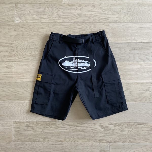 Corteiz Alcatraz Cargo Shorts Black M3