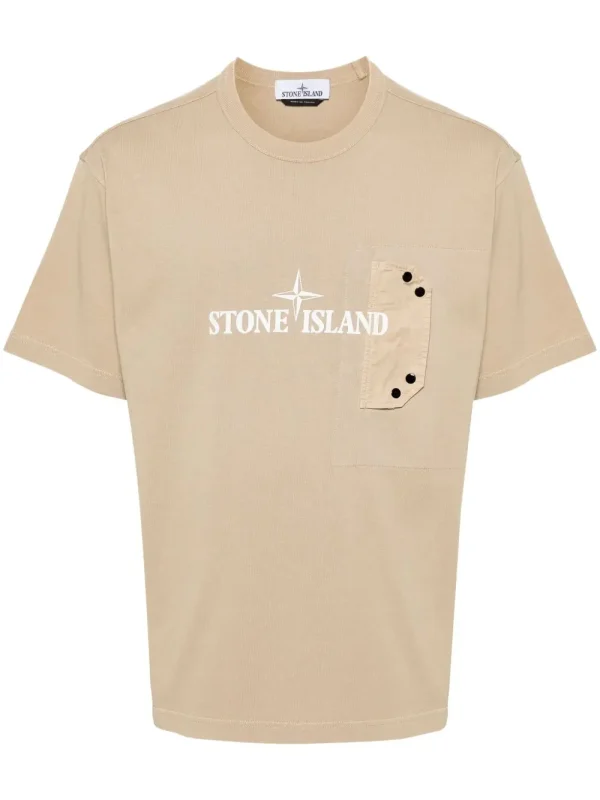 Stone Island logo-print T-shirt sand beige