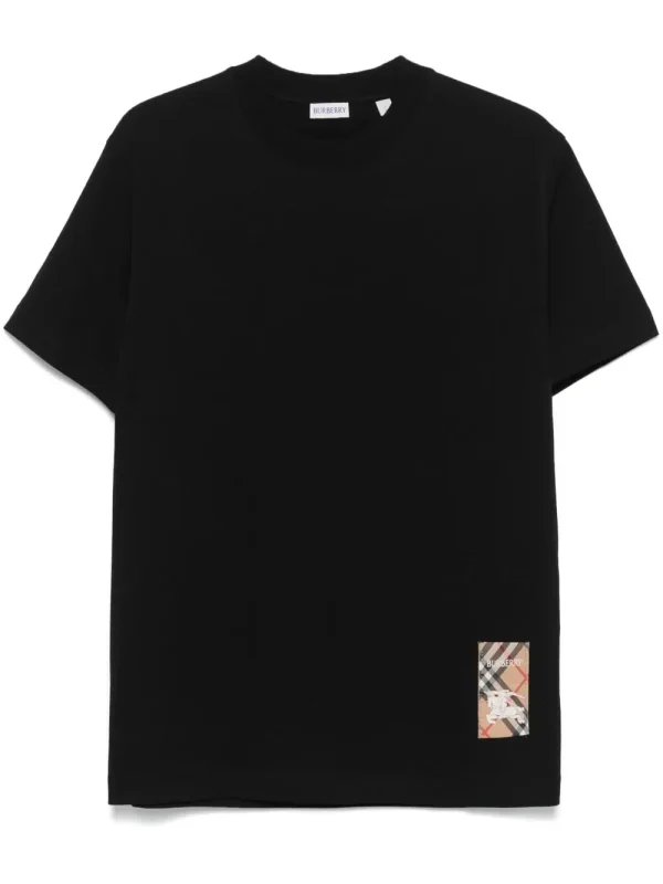 Burberry Check-logo patch cotton T-shirt Black