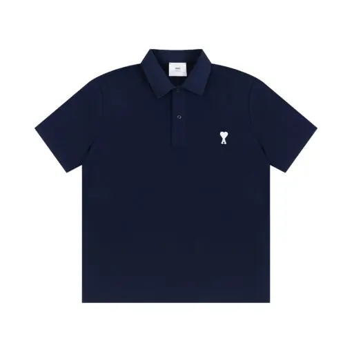 Ami Paris Polo T-Shirt Navy Blue