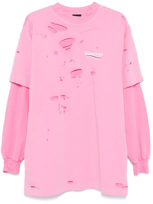 Balenciaga Destroyed Layered T-shirt Blush Pink