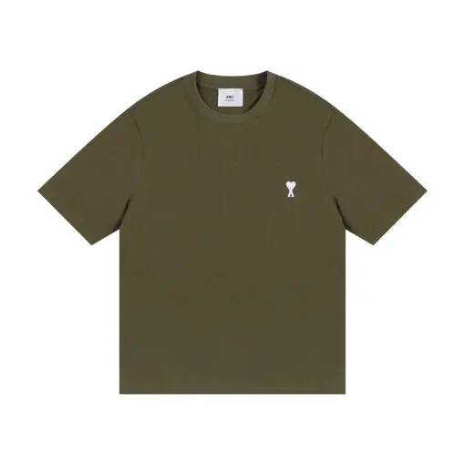 AMI Paris Cropped T-Shirt Olive Green
