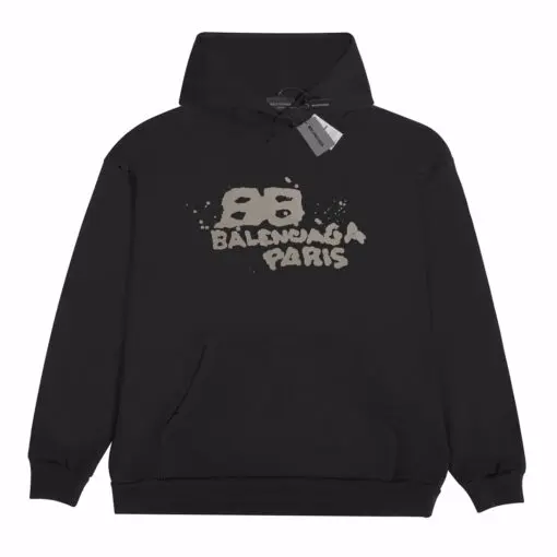 Balenciaga Gold Logo Hoodie Black