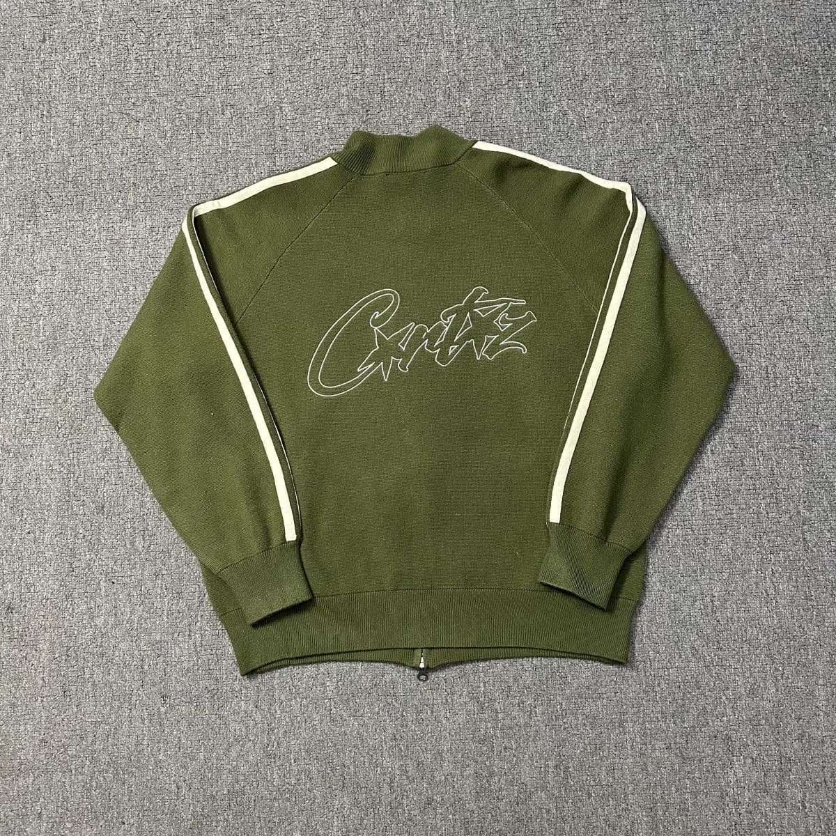 Corteiz Knit Zip Up Fleece Jacket Green - Imagen 2