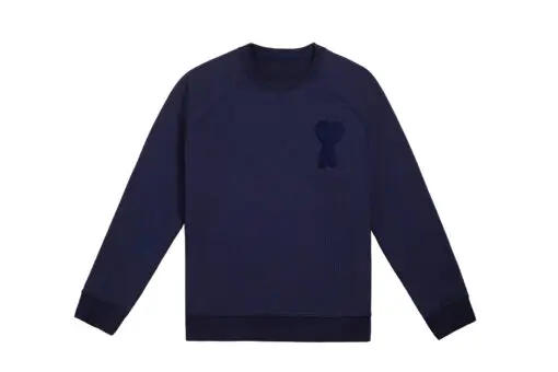 Ami Paris De Coeur Patch Sweatshirt Navy Blue