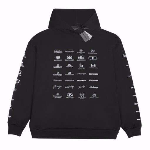 Balenciaga All Logos Gen Hoodie Black