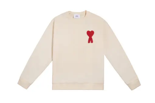 Ami Paris De Coeur Patch Sweatshirt Cream White