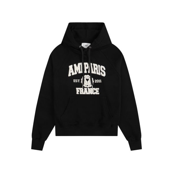 Ami Paris Black Logo Print Hoodie