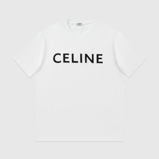 Celine T-shirt Cotton Jersey With A Logo Print White