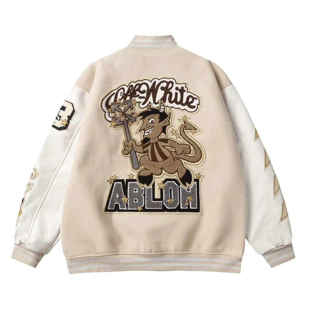Off-White AC Milan Patch Varsity Jacket Cream/White - Imagen 2