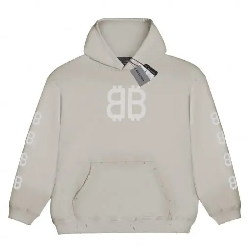 Balenciaga BB Logo Hoodie Pale Silver