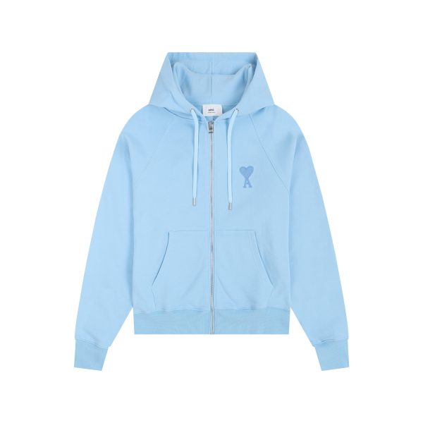 Ami Paris Coeur Zipped Sweatshirt Sky Blue