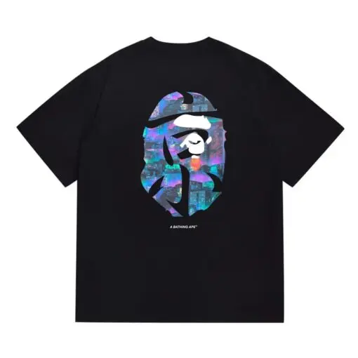 BAPE A Bathing Ape Neon Monogram T Shirt Black - Imagen 2