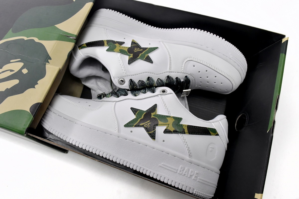Bape STA Low White Green Camouflage - Imagen 3