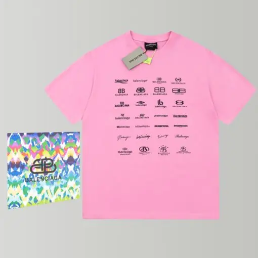 Balenciaga All Logos T-Shirt Pink