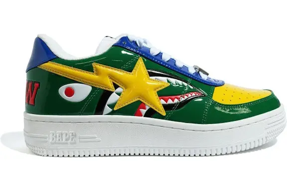 A Bathing Ape Bape Sta Low M2 20th Anniversary Patent Green Shark