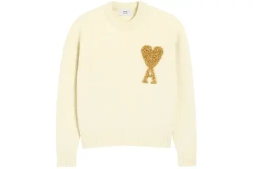 Ami Paris Ami De Coeur Jumper White/Gold