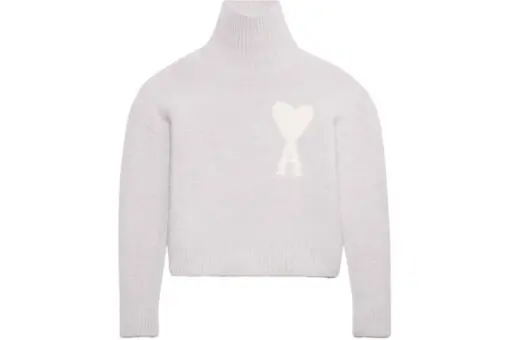 Ami Paris Cloudy Wool Ami De Coeur Sweater Earl Grey/Ivory