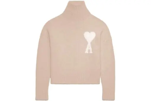 Ami Paris Cloudy Wool Ami De Coeur Sweater Powder Pink/Ivory