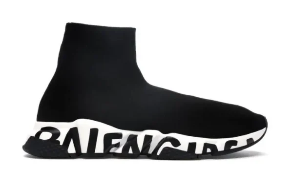 Balenciaga Speed Trainer Graffiti Black – Iconic All Black Sock Sneakers with Logo Sole
