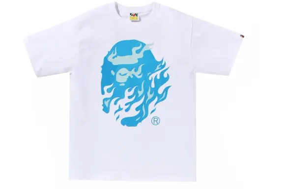 BAPE Flame Ape Head Tee White/Blue