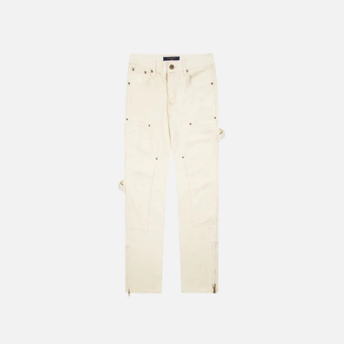 LV Garment-Dyed Denim Carpenter Pants Off-White