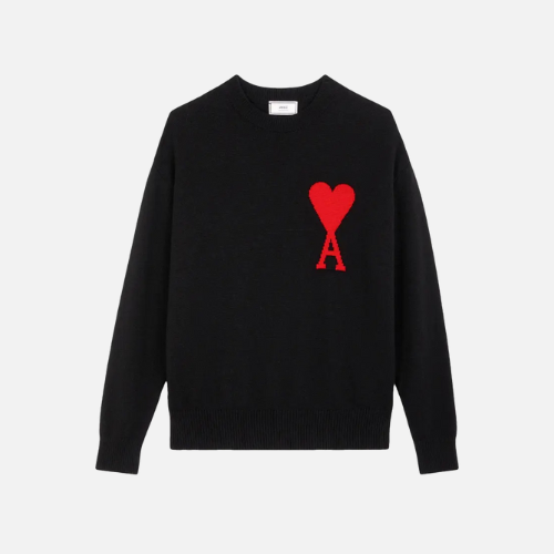 Hoodie Full Black Red Heart Ami