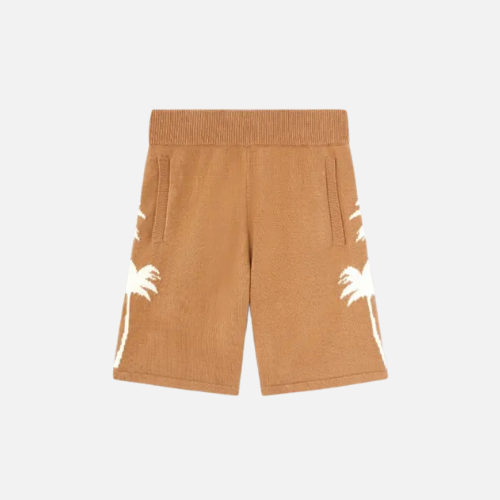 Palm Angels Palm Tree Knitted Shorts Brown