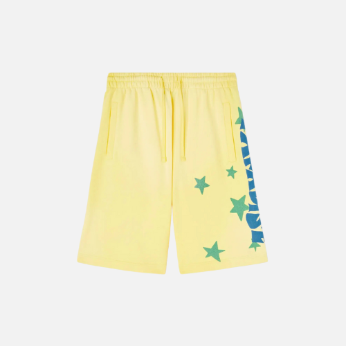 Palm Angels Paradise Palm Sweatshorts Yellow And Blue Cotton