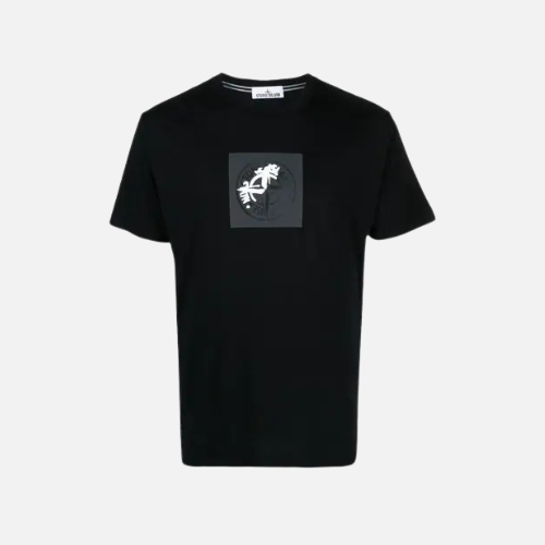 Stone Island 2NS83 Institutional One Print Cotton T-shirt Black