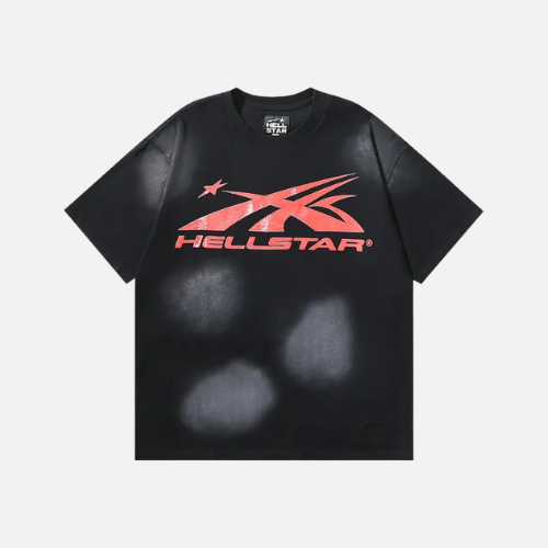 Hellstar Sport Logo Gel Black T-Shirt Red