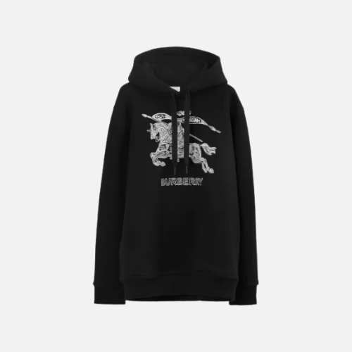 Burberry Embroidered Logo Hoodie Black