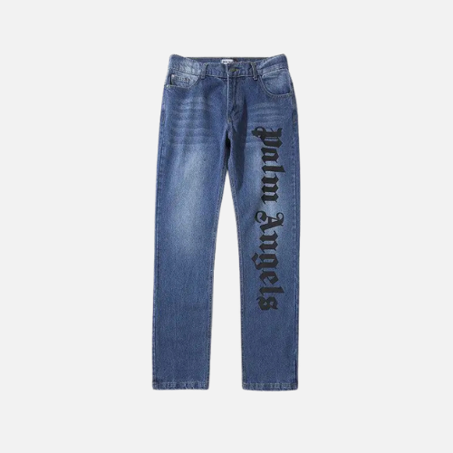 Palm Angels Logo-Print Denim Jeans Blue
