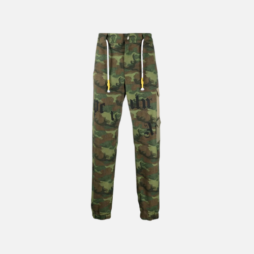 Palm Angels Camouflage-Print Cargo Trousers Green Cotton