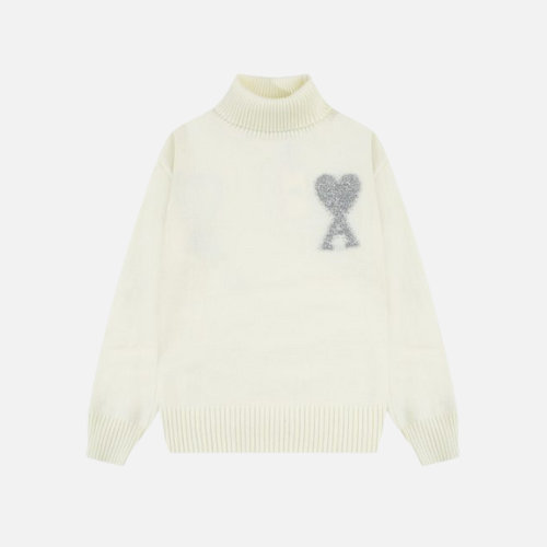 Hoodie White Texture Heart Ami