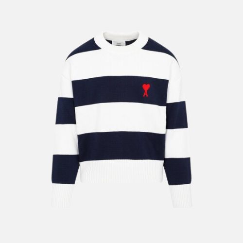 Hoodie White & Navy Blue Ami