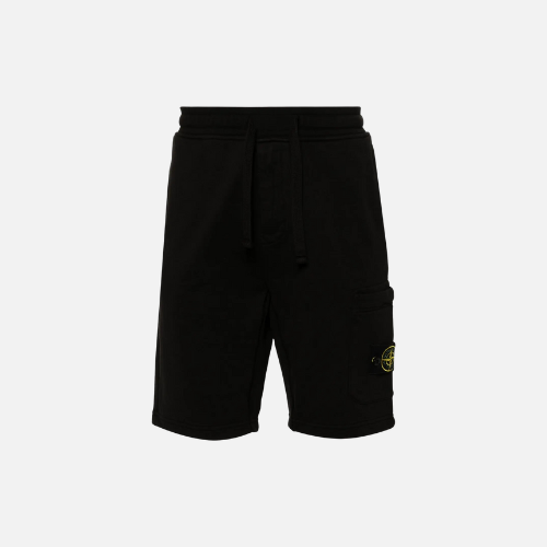 Stone Island Compass-Badge Cotton Track Shorts Black