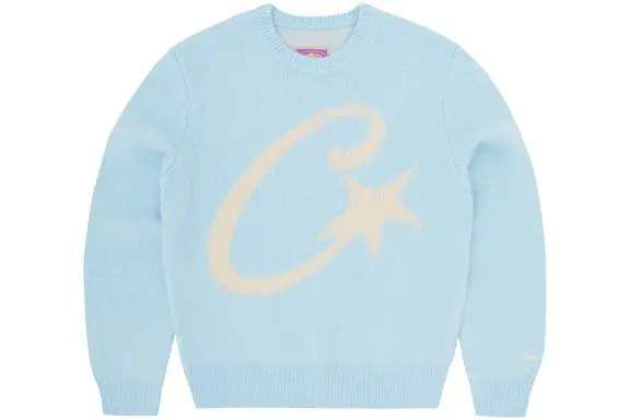 Corteiz C Star Mohair Knit Sweater Baby Blue
