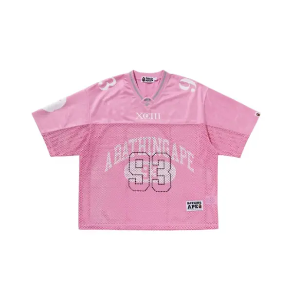 BAPE Line Camo Multi Logo Relaxed Fit Football Jersey Pink