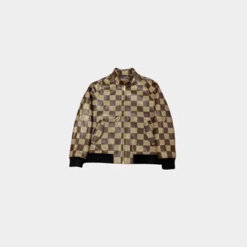 LV Damier Leather Harrington Jacket Golden Brown
