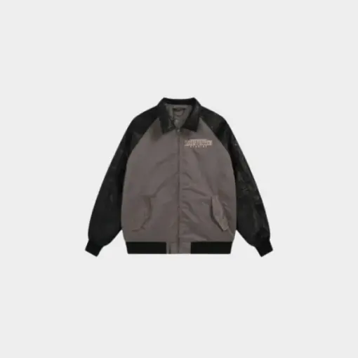 LV Leather And Nylon Blouson Jacket Black/Grey