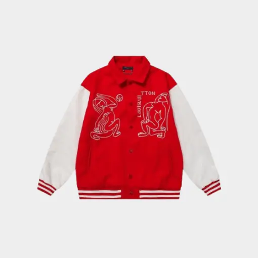 LV Varsity Leather Jacket Red/White