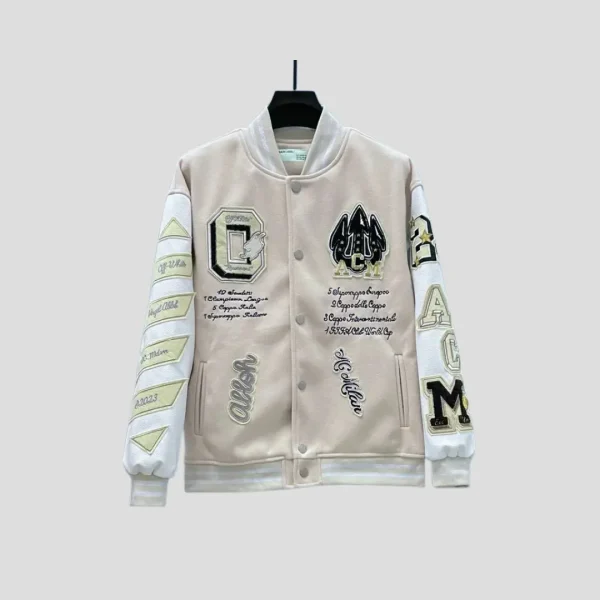 Off-White Varsity Jacket Cream Color