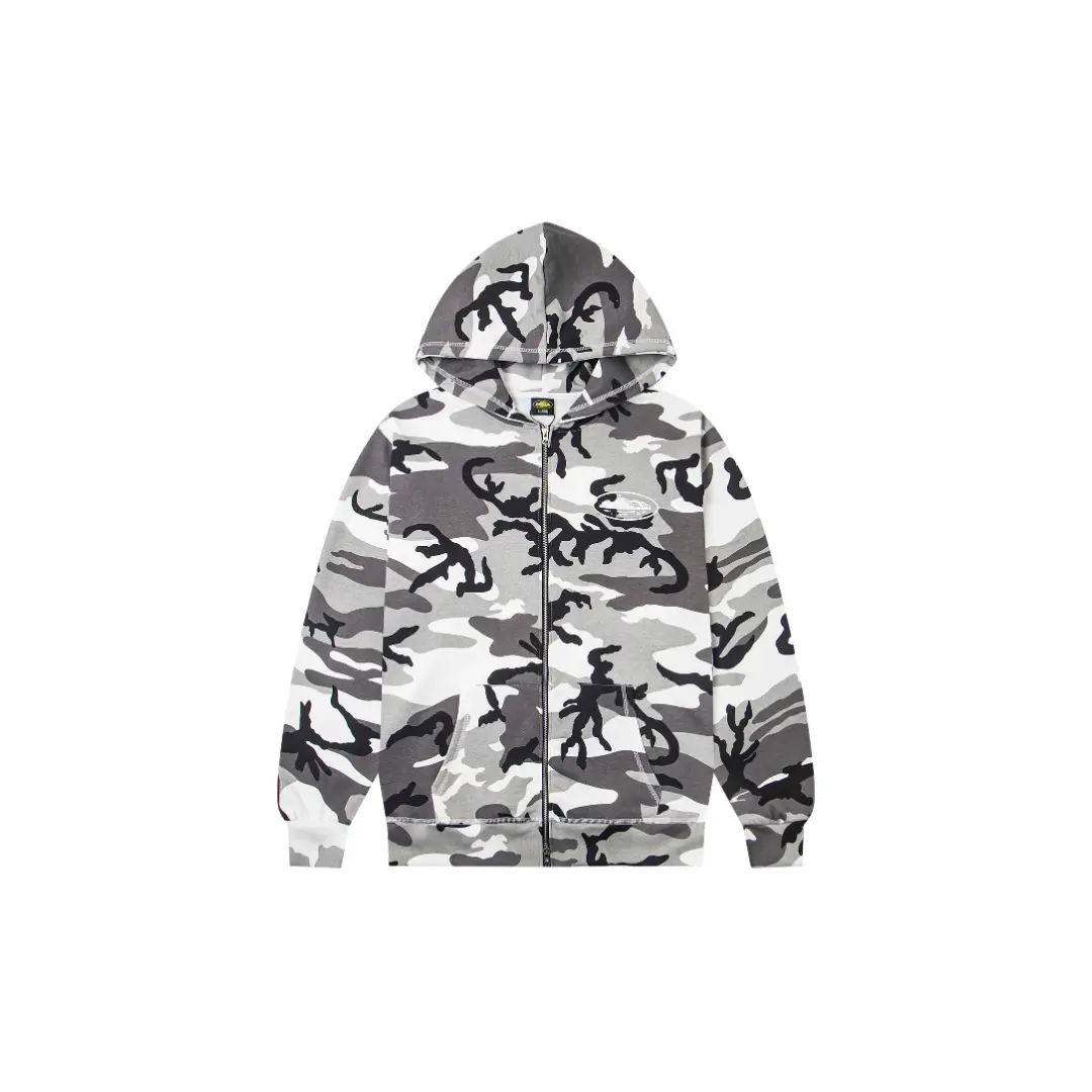 Corteiz Devil’s Island Classic Print Winter Retro Camouflage Casual Hoodie