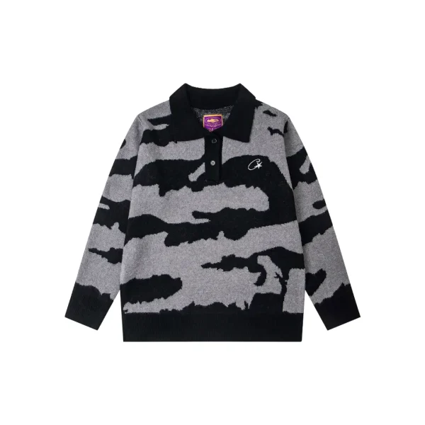 Corteiz Mohair Fuzzy Sweater Black Camouflage