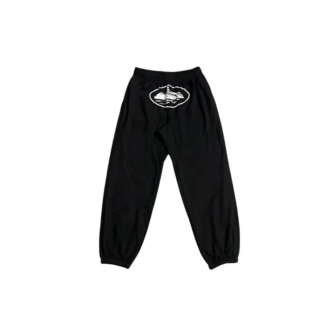 Corteiz Sweatpants Black With White Logo