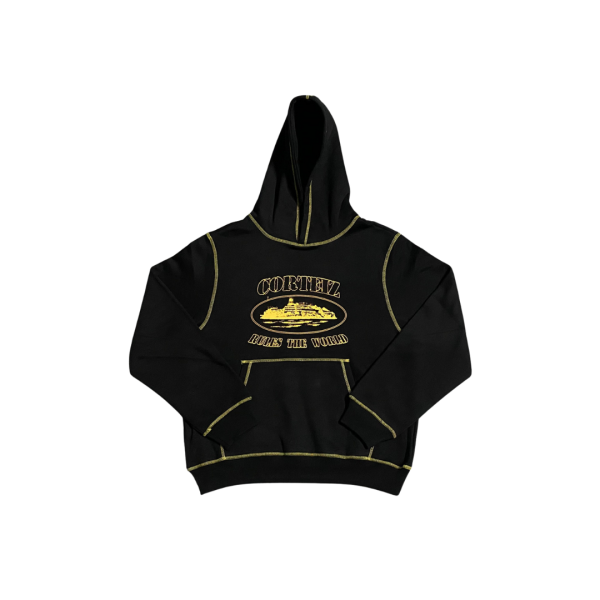 Corteiz Alcatraz Hoodie Black Yellow Stipe
